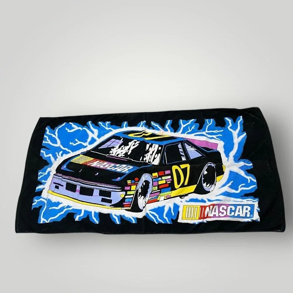 Vintage Jay Franco‎ NASCAR Race Car Graphic Beach Towel Cotton Made in Taiwan
